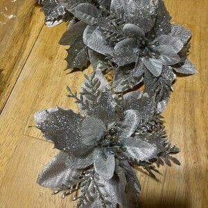 10 Artificial Silver Poinsettia Flowers approx 4"